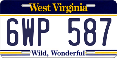 WV license plate 6WP587
