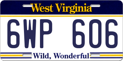 WV license plate 6WP606