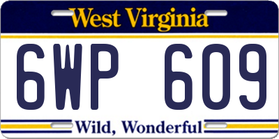WV license plate 6WP609