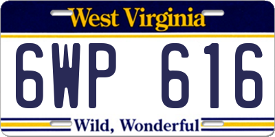 WV license plate 6WP616