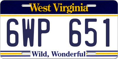 WV license plate 6WP651