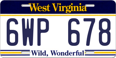 WV license plate 6WP678