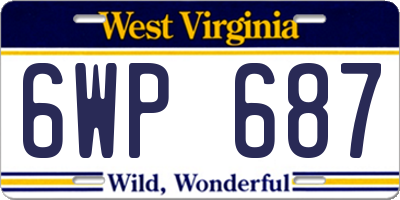 WV license plate 6WP687
