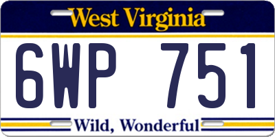 WV license plate 6WP751