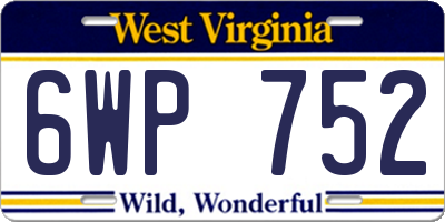 WV license plate 6WP752