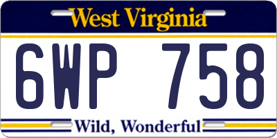 WV license plate 6WP758