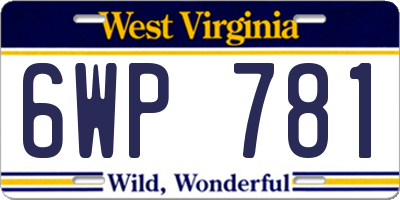 WV license plate 6WP781