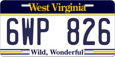WV license plate 6WP826