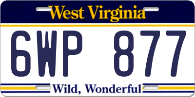 WV license plate 6WP877