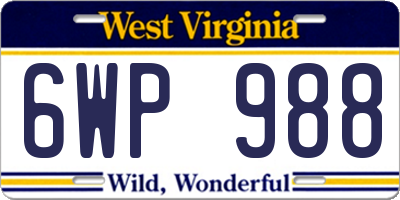 WV license plate 6WP988