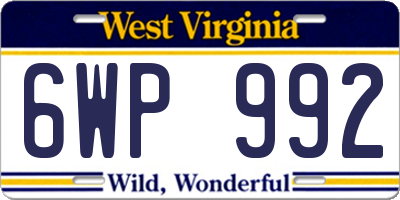 WV license plate 6WP992