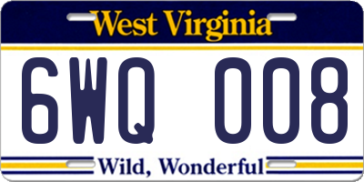 WV license plate 6WQ008
