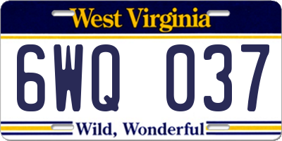 WV license plate 6WQ037