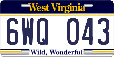 WV license plate 6WQ043
