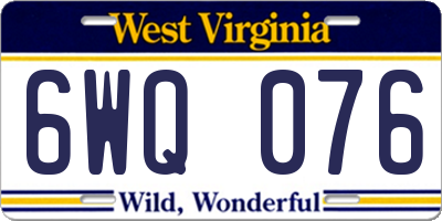 WV license plate 6WQ076