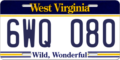 WV license plate 6WQ080