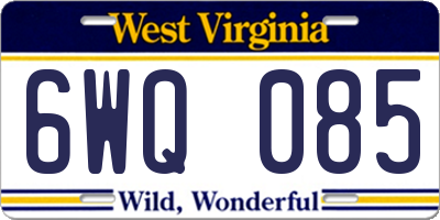 WV license plate 6WQ085