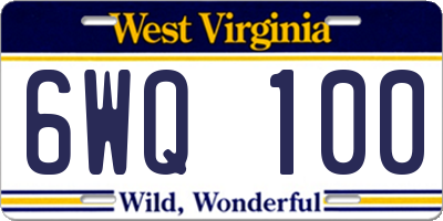 WV license plate 6WQ100