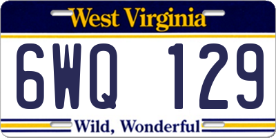 WV license plate 6WQ129