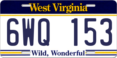 WV license plate 6WQ153
