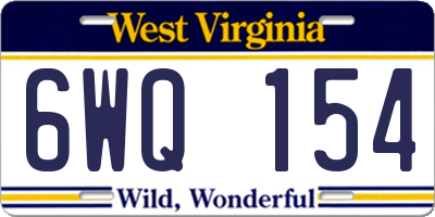 WV license plate 6WQ154