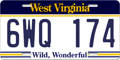 WV license plate 6WQ174