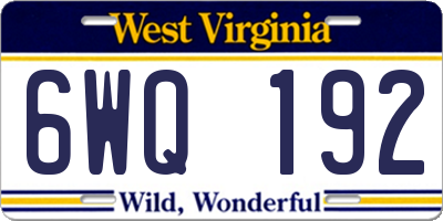WV license plate 6WQ192