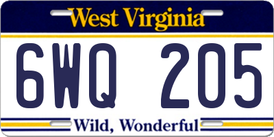 WV license plate 6WQ205