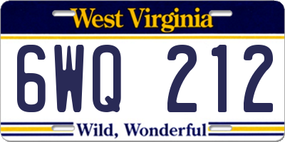 WV license plate 6WQ212