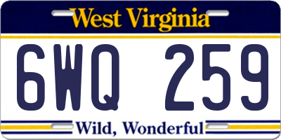 WV license plate 6WQ259