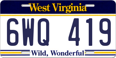 WV license plate 6WQ419