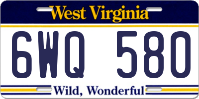 WV license plate 6WQ580