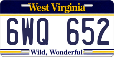 WV license plate 6WQ652