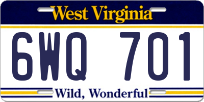 WV license plate 6WQ701