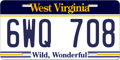 WV license plate 6WQ708