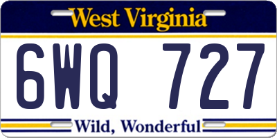 WV license plate 6WQ727