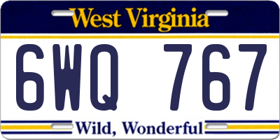 WV license plate 6WQ767