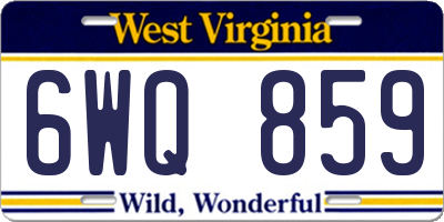 WV license plate 6WQ859