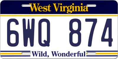WV license plate 6WQ874