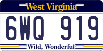WV license plate 6WQ919