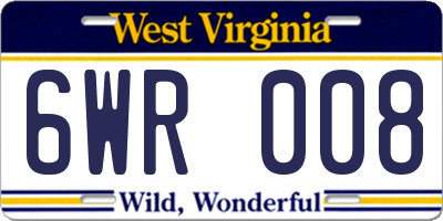 WV license plate 6WR008