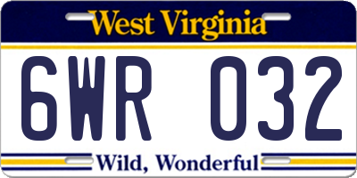WV license plate 6WR032