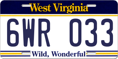 WV license plate 6WR033