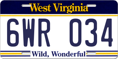 WV license plate 6WR034
