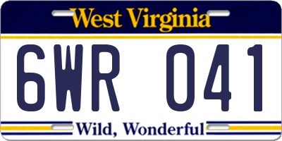 WV license plate 6WR041