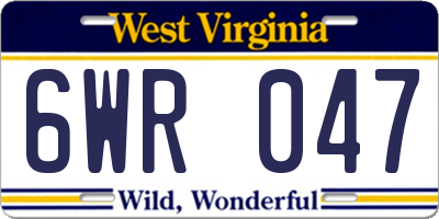 WV license plate 6WR047