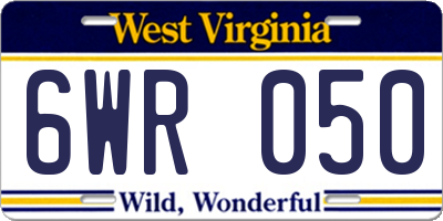 WV license plate 6WR050