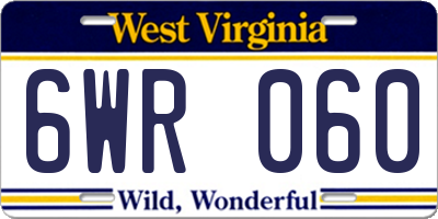WV license plate 6WR060