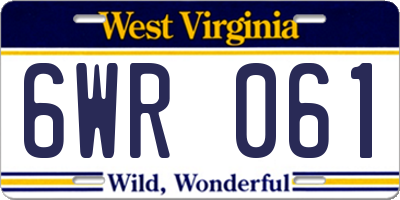 WV license plate 6WR061