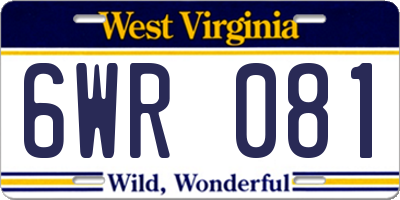 WV license plate 6WR081